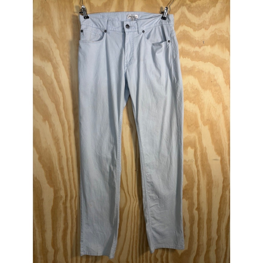 Peter Millar Mens Light Blue Pima Cotton Stretch 5-Pocket Pants Size 32 X 32